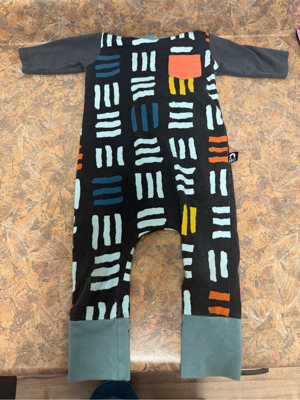 Rage Kids One-Piece Romper in Black with Multicolor Blocks Size 18-24 months